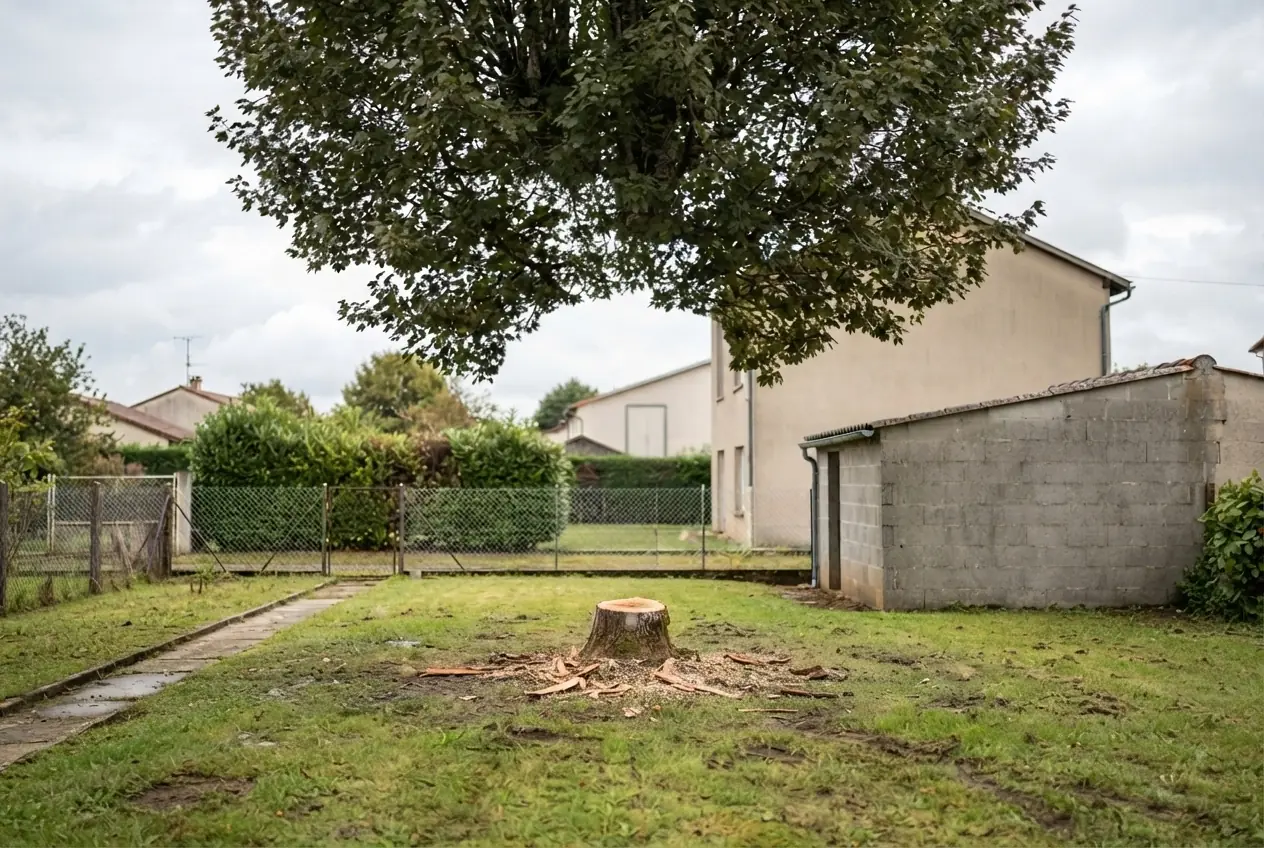 Espace sécurisé après abattage d'arbre à Aiffres