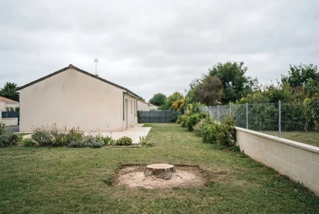 Jardin dégagé après abattage à Chauray