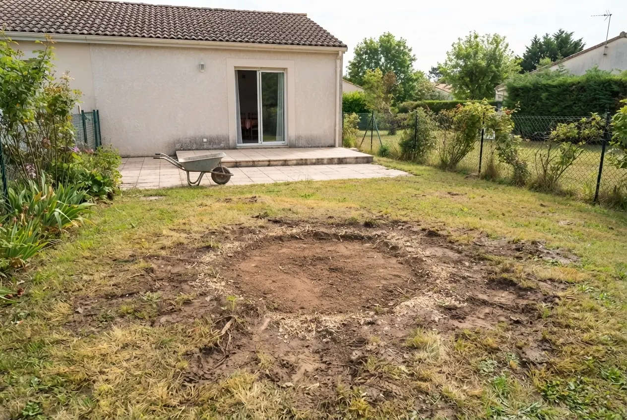 Terrain nivelé après rognage à Vouillé
