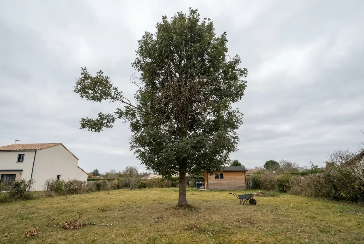 Grand feuillu dense avant élagage à Chauray